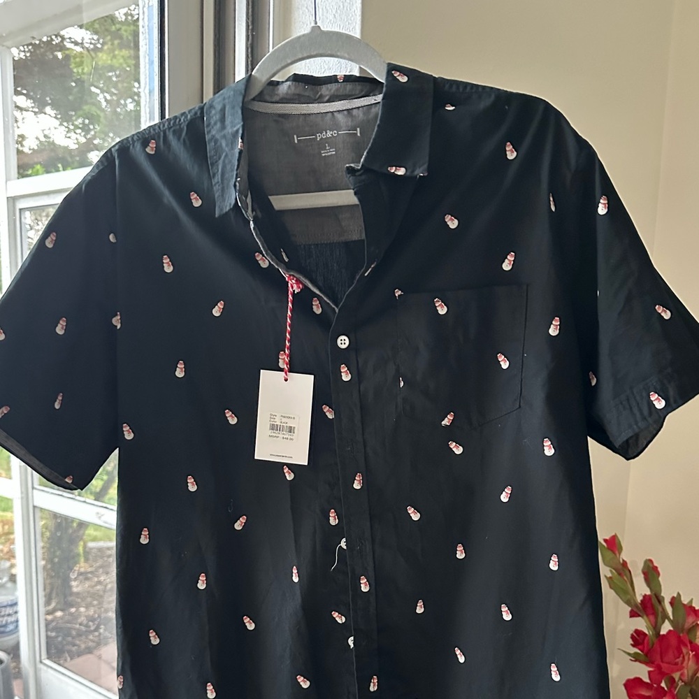 PD&C Snowman Mens shirt - size large‎ NWT’s